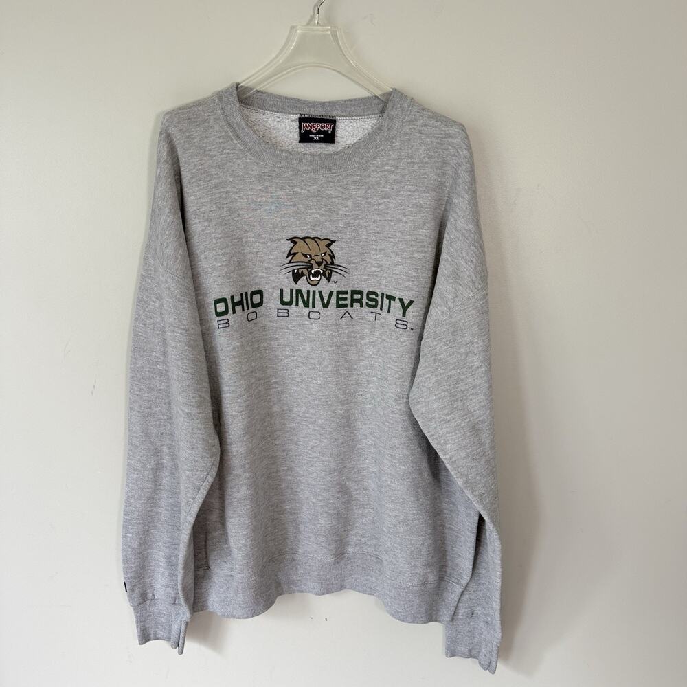 Vtg 90s Jansport Athletic Mens XL Ohio University Bobcats Crew Sweatshirt Gray